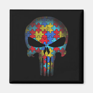Skull Autism Awareness Tee Mum Dad Kids Autism Magnet