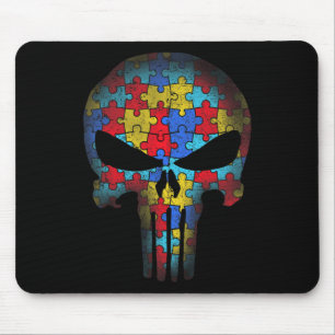 Skull Autism Awareness Tee Mum Dad Kids Autism Mouse Pad