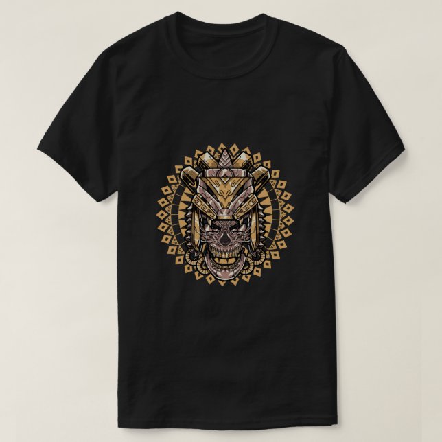 Skull Aztec Warrior Mayan Culture Inca Civilizatio T-Shirt (Design Front)