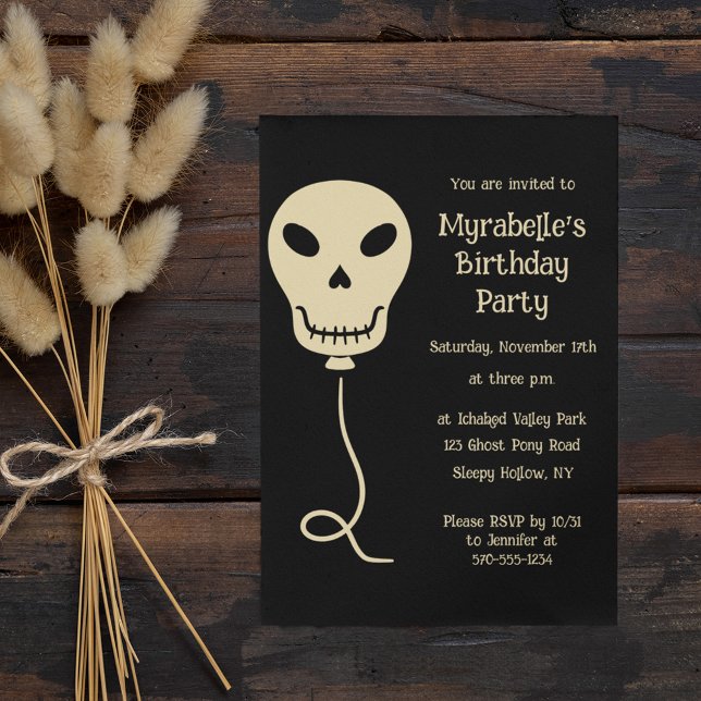Skull Balloon Goth Birthday Party Invitation (Creator Uploaded)