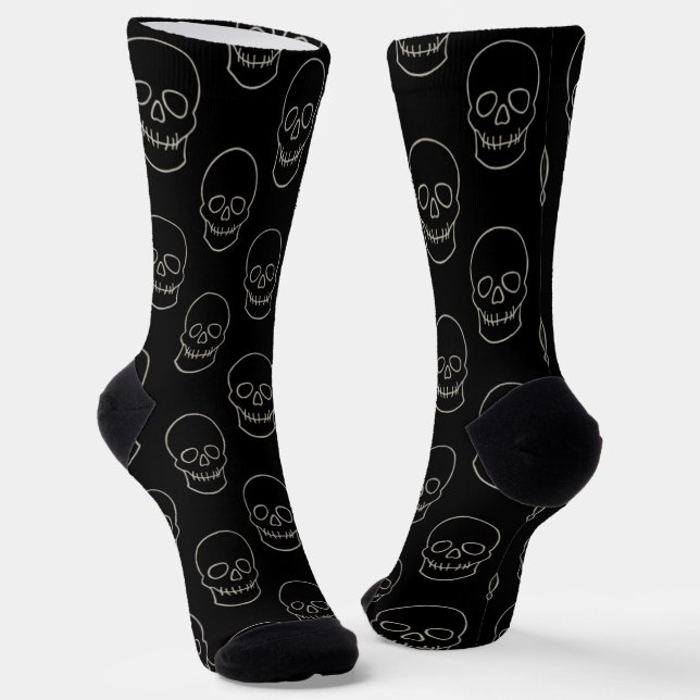 Skull - Bat Black and Bone Socks (Angled)