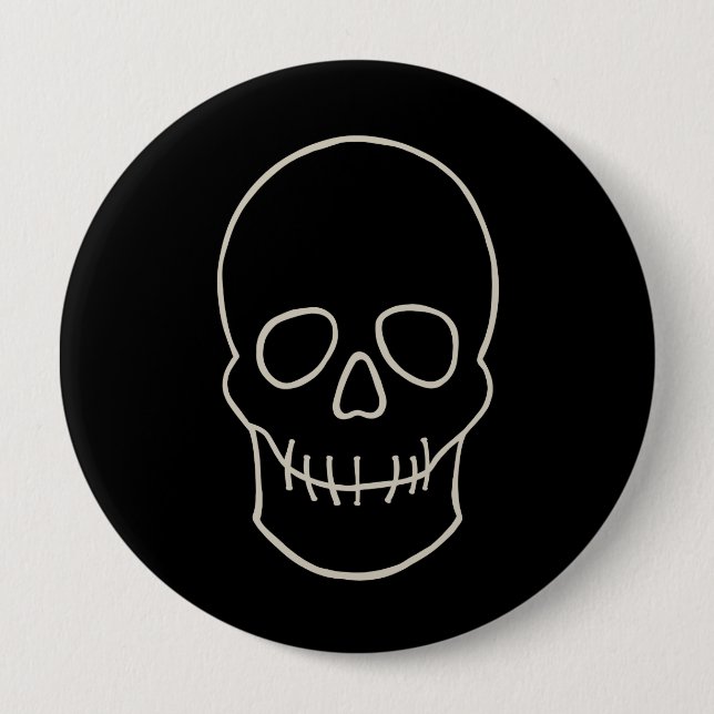 Skull - Bat Black and Bone White 10 Cm Round Badge (Front)