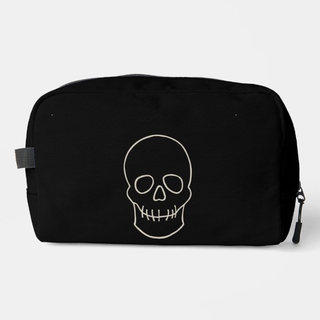 Skull - Bat Black and Bone White  Dopp Kit (Front)