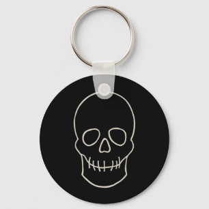 Skull - Bat Black and Bone White Key Ring