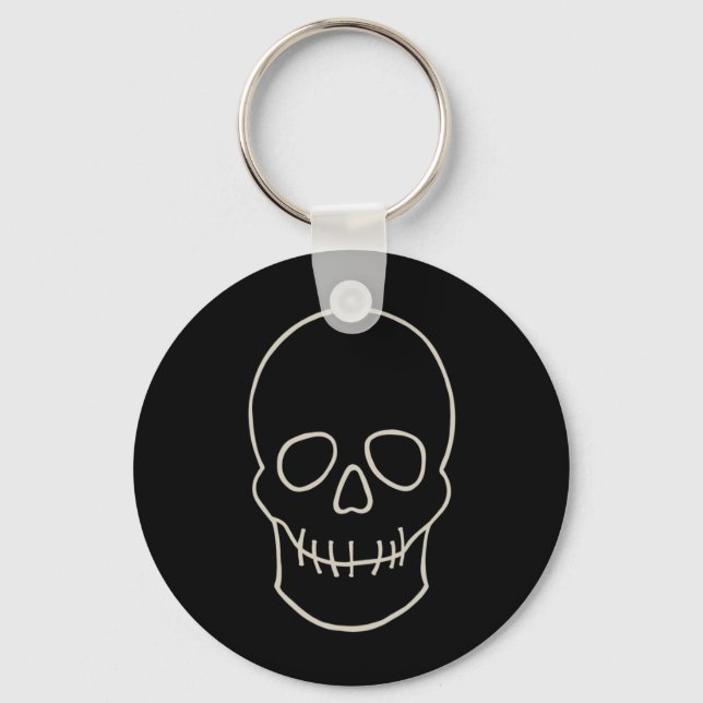 Skull - Bat Black and Bone White Key Ring (Front)