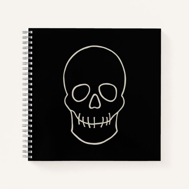 Skull - Bat Black and Bone White Notebook (Front)