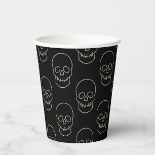Skull - Bat Black and Bone White Paper Cups