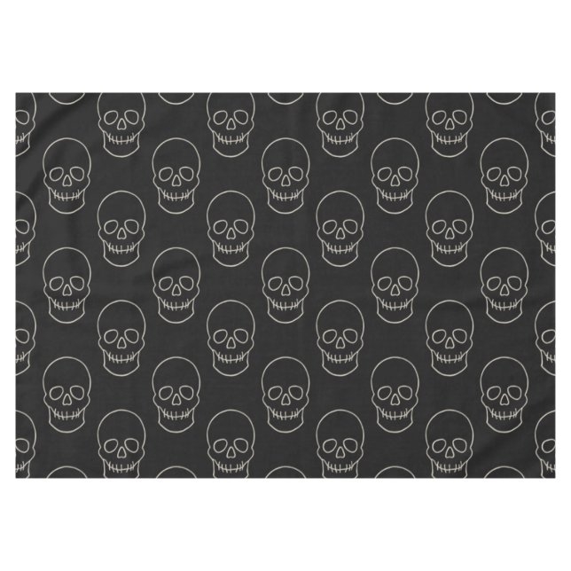 Skull - Bat Black and Bone White Tablecloth (Front (Horizontal))