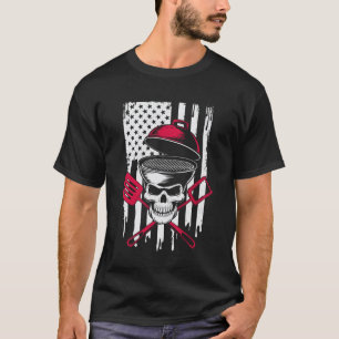 Skull Bbq Pit Meat Smoker Grill Dad Chef Grandpa U T-Shirt