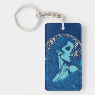 Skull Beauty Gothic Female Portrait Key Ring