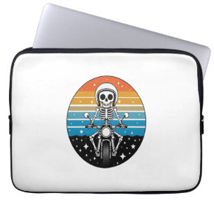 Skull Biker Flame Winged Motorcycle Laptop Sleeve
