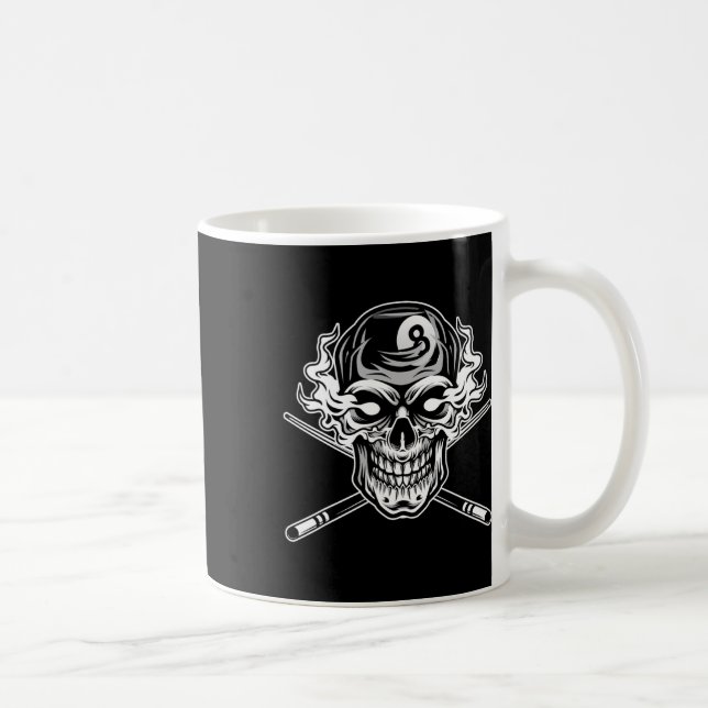 Skull Billiards Snooker Billiard 8 Ll Player Cue S Coffee Mug (Right)