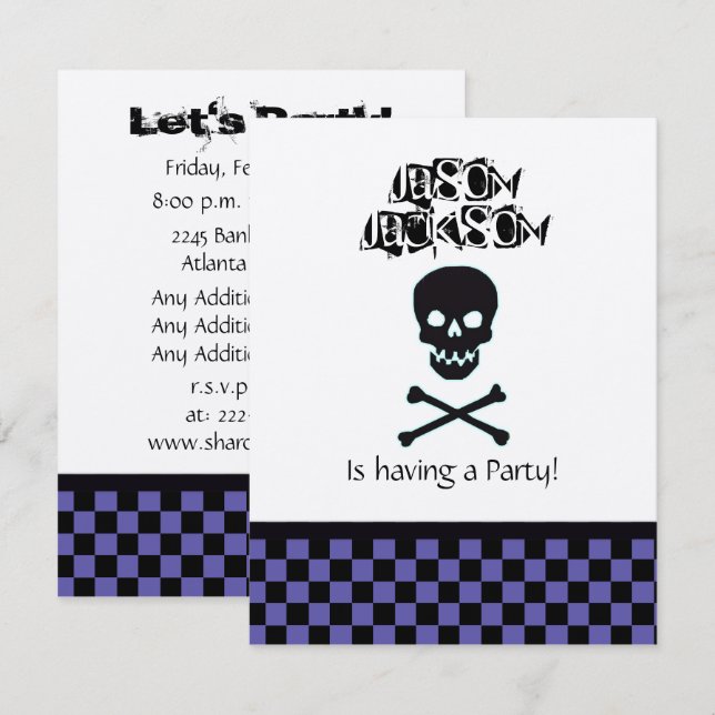 Skull Birthday Party Invitation (Front/Back)