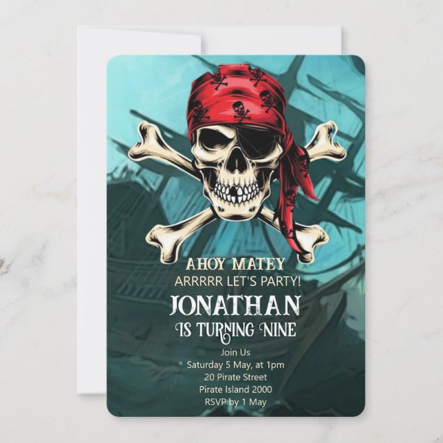 	skull birthday party invitation (Front)