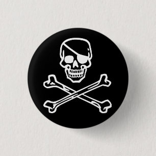 Skull (black) 3 cm round badge