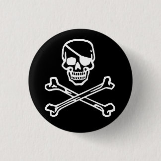 Skull (black) 3 cm round badge