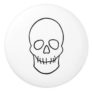 Skull - Black and White Ceramic Knob