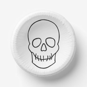 Skull - Black and White Paper Plate
