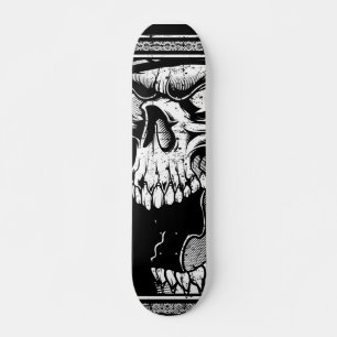Skull Black and White Skateboard