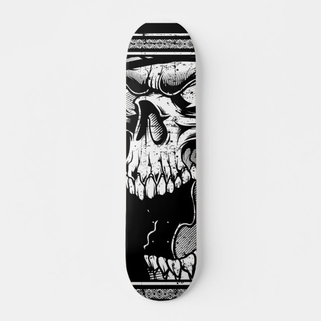 Skull Black and White Skateboard (Front)