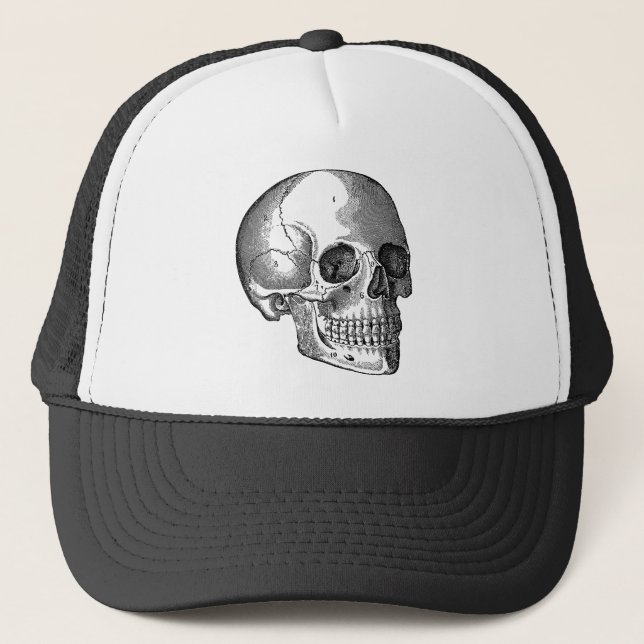 Skull - Black Trucker Hat (Front)