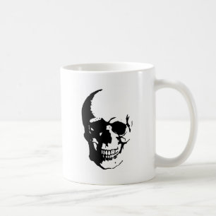 Skull - Black & White Metal Fantasy Art Coffee Mug