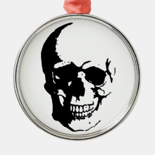 Skull - Black & White Metal Fantasy Art Metal Tree Decoration