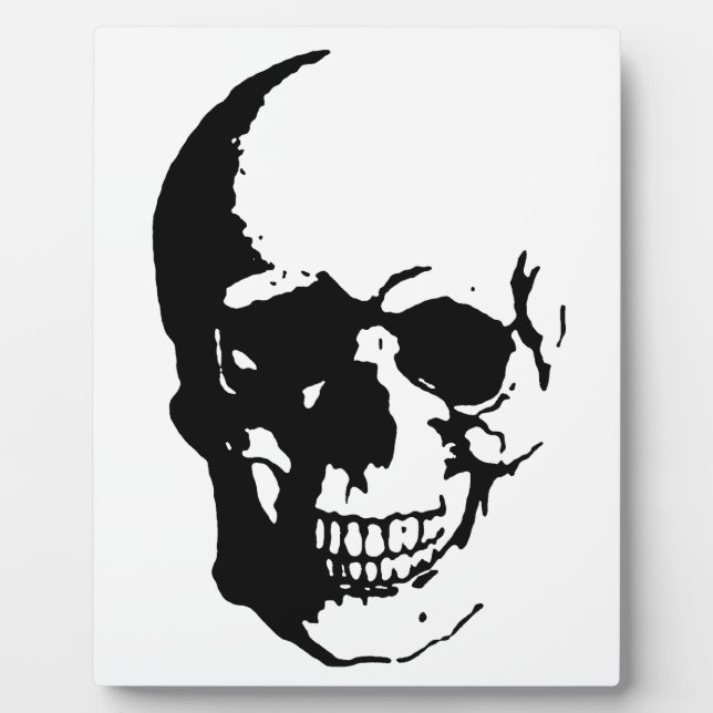 Skull - Black & White Metal Fantasy Art Plaque (Front)
