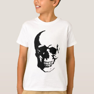 Skull - Black & White Metal Fantasy Art T-Shirt