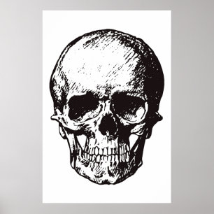 Skull Black White Pop Art Fantasy Art Heavy Metal Poster