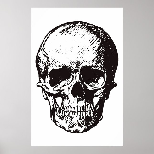 Skull Black White Pop Art Fantasy Art Heavy Metal Poster (Front)