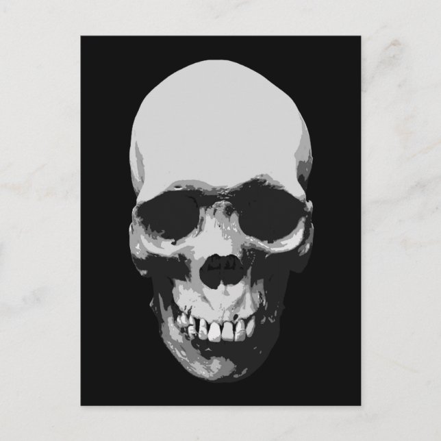 Skull Black & White Pop Art Postcard (Front)