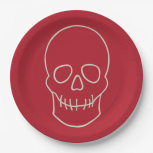 Skull - Blood Red and Bone Paper Plate