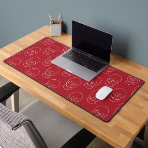 Skull - Blood Red and Bone White Desk Mat
