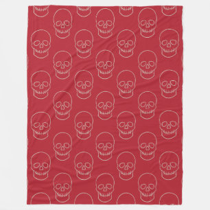 Skull - Blood Red and Bone White Fleece Blanket