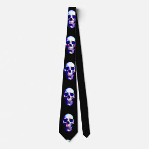 Skull Blue & Black Artwork Tie