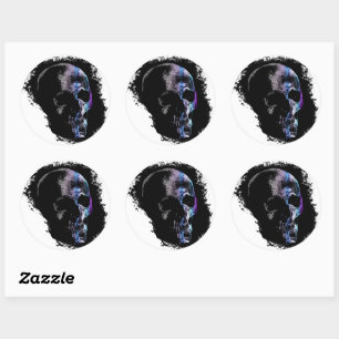 SKULL Blue Purple Classic Round Sticker