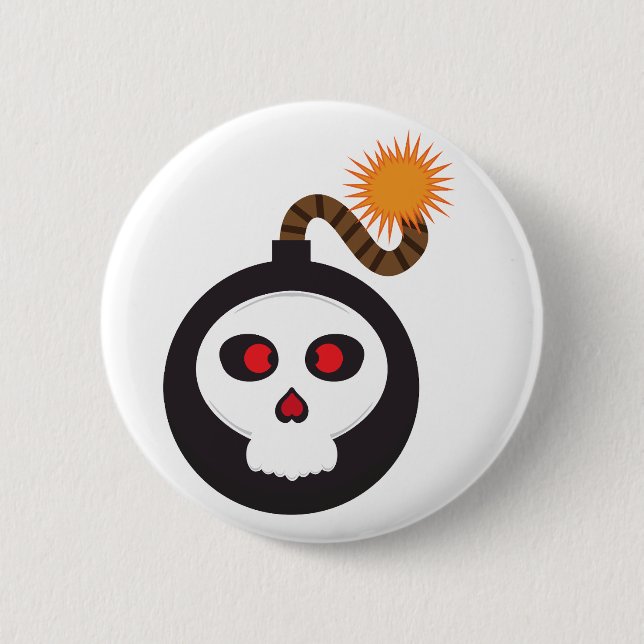 skull bomb cartoon 6 cm round badge (Front)