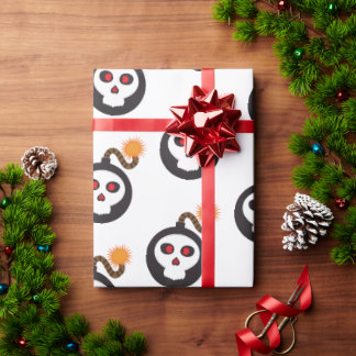 skull bomb cartoon wrapping paper