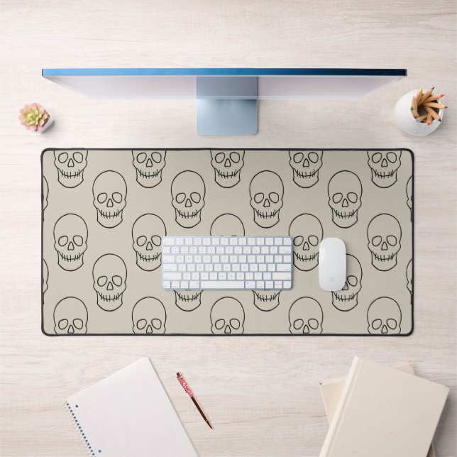 Skull - Bone White and Bat Black Desk Mat (Office 1)