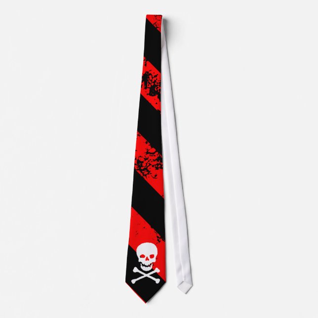 skull bones cracked Stripes Punk / Anarchist Tie (Front)
