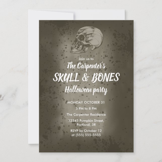 Skull & Bones Halloween Invitation (Front)