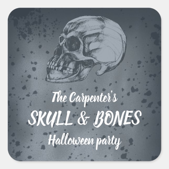 Skull & Bones Halloween Square Sticker (Front)