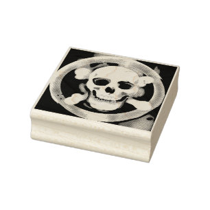 Skull & Bones in a Cannon Barrel Rubber Stamp
