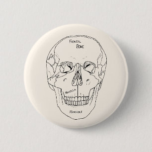 Skull Bones - Labeled 6 Cm Round Badge
