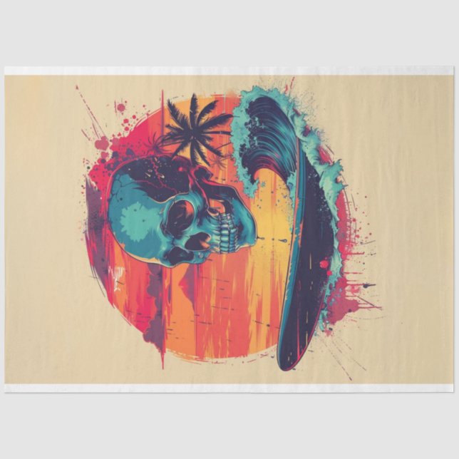Skull Bones Surf Ride #3 Decoupage Tissue Paper (Front)