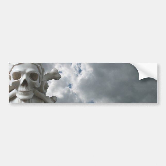 Skull & Bones with Cloudy Sky Car Bumper Sticker (Front)