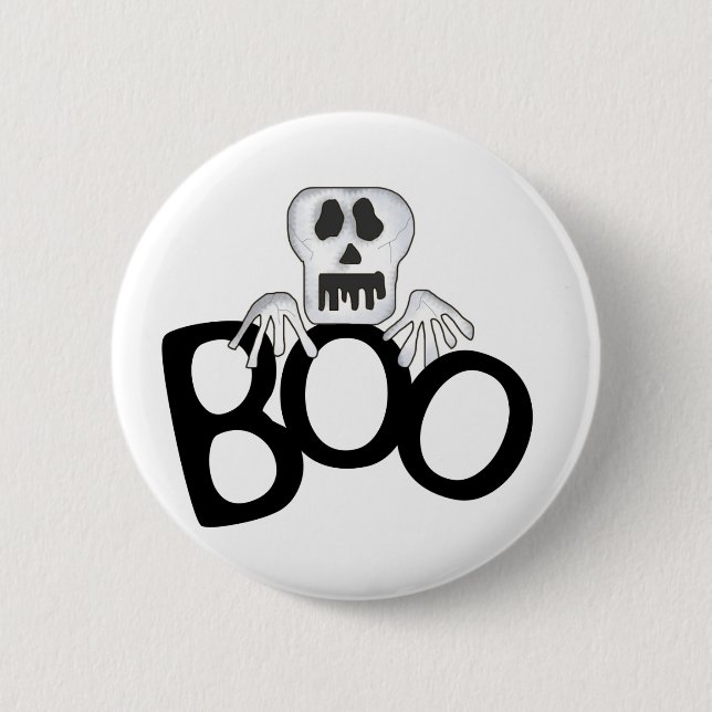 Skull Boo 6 Cm Round Badge (Front)