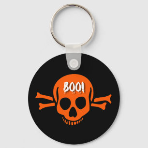 Skull boo halloween key ring