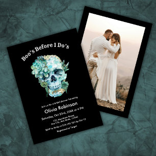 Skull Boo's Before I Do's Halloween Bridal Shower Invitation